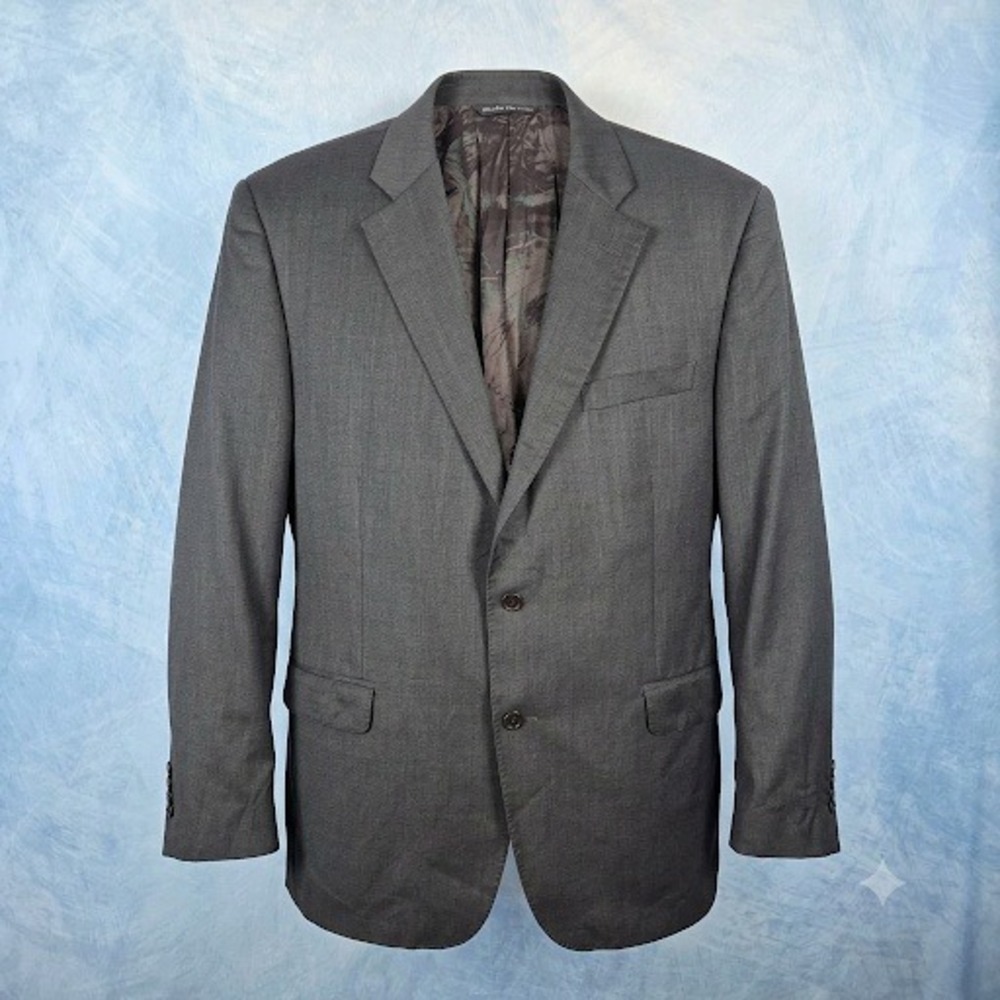 Saks Fifth Avenue Ermenegildo Zegna Wool Silk Blazer Grey Mens 44R Made in Italy